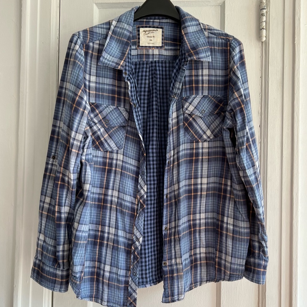 Arizona Jeans Classic Fit Blue Flannel Size XXL